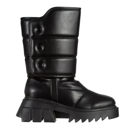 Candra fekete női csizma, műbőrből készült