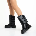 Candra fekete női csizma, műbőrből készült