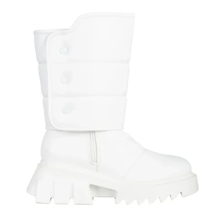 Candra fehér női csizma, műbőrből készült