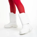 Candra fehér női csizma, műbőrből készült