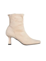 Guliana bézs női bokacsizma, textil anyagból készült