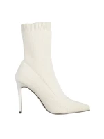 Alaina bézs női bokacsizma, textil anyagból készült