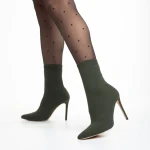 Alaina zöld női bokacsizma, textil anyagból készült