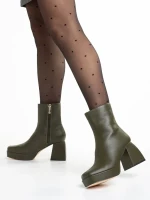 Emersyn zöld női bokacsizma, műbőrből készült