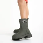 Gisselle ökológiai bőrből készült női zöld csizma