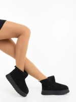 Amelina fekete női csizma textil anyagból