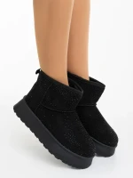 Amelina fekete női csizma textil anyagból