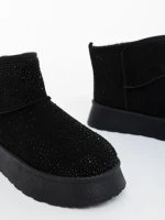 Amelina fekete női csizma textil anyagból