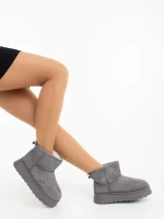 Amelina szürke női csizma textil anyagból
