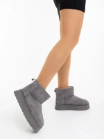 Amelina szürke női csizma textil anyagból