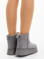 Amelina szürke női csizma textil anyagból