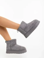 Amelina szürke női csizma textil anyagból