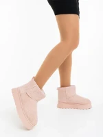 Amelina rózsaszin női csizma textil anyagból