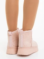 Amelina rózsaszin női csizma textil anyagból