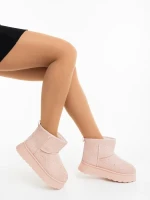 Amelina rózsaszin női csizma textil anyagból