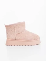 Amelina rózsaszin női csizma textil anyagból