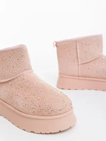 Amelina rózsaszin női csizma textil anyagból