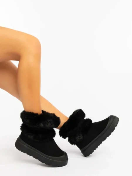 Razenda fekete női csizma textil anygaból