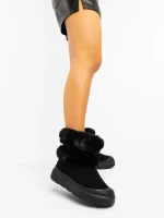 Razenda fekete női csizma textil anygaból