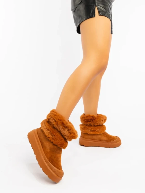 Razenda tevebarna női csizma textil anygaból