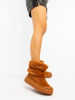 Razenda tevebarna női csizma textil anygaból