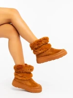 Razenda tevebarna női csizma textil anygaból