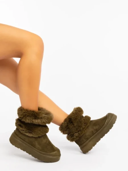 Razenda zöld női csizma textil anygaból