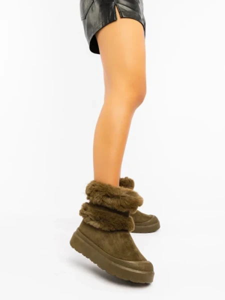 Razenda zöld női csizma textil anygaból