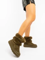 Razenda zöld női csizma textil anygaból