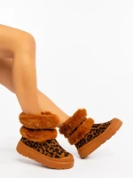 Razenda leopárd mintás női csizma textil anygaból