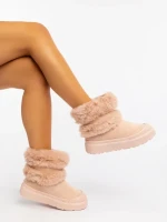 Razenda rózsaszin női csizma textil anygaból