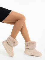 Nelina bézs női csizma textil anyagból