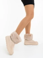 Nelina bézs női csizma textil anyagból