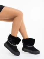 Nelina fekete női csizma textil anyagból