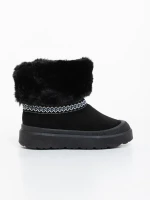 Nelina fekete női csizma textil anyagból