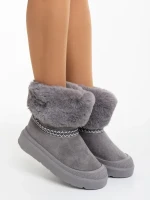 Nelina szürke női csizma textil anyagból