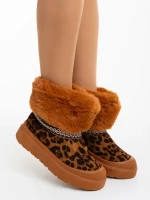 Nelina leopárd mintás női csizma textil anyagból