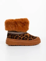 Nelina leopárd mintás női csizma textil anyagból