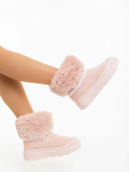 Nelina rózsaszin női csizma textil anyagból
