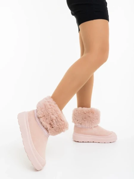 Nelina rózsaszin női csizma textil anyagból