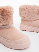 Nelina rózsaszin női csizma textil anyagból