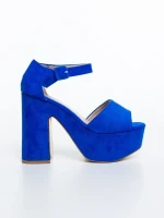 Elenia kék női magassarkú szandál textil anyagból