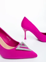 Mezara rózsaszin női magassarkú cipő textil anyagból