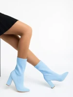 Elyta kék női csizma textil anyagból
