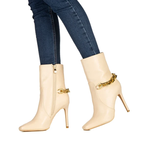 Cyntia bézs női bokacsizma