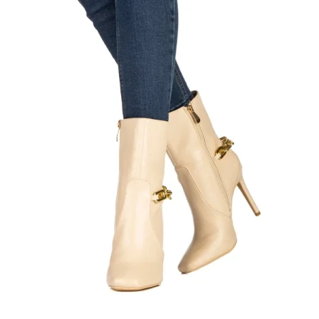 Cyntia bézs női bokacsizma