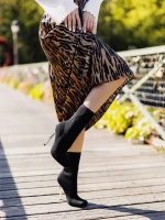 Camari fekete női bokacsizma textil anyagból