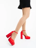 Brilia piros női magassarkú cipő textil anyagból