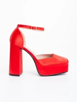 Brilia piros női magassarkú cipő textil anyagból