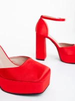 Brilia piros női magassarkú cipő textil anyagból